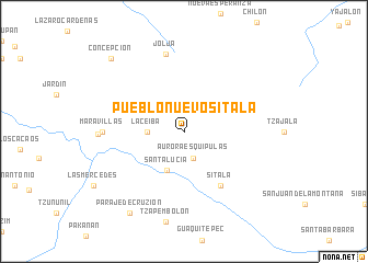 map of Pueblo Nuevo Sitalá