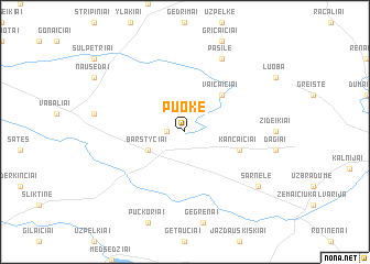 map of Puokė