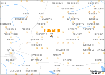 map of Pušenai