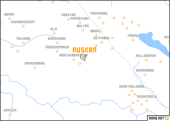 map of Pūskān