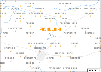 map of Puskelniai