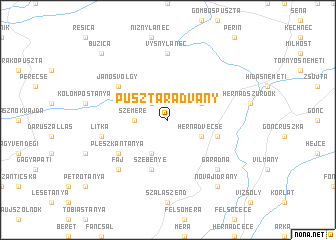 map of Pusztaradvány