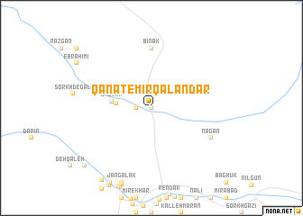 map of Qanāt-e Mīr Qalandar