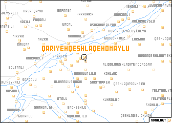 map of Qarīyeh Qeshlāq-e Homāylū