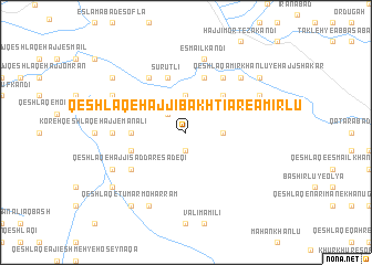 map of Qeshlāq-e Ḩājjī Bakhtīār-e Amīrlū