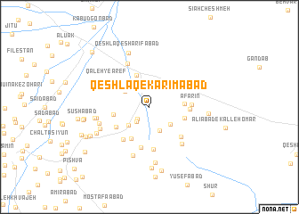 map of Qeshlāq-e Karīmābād