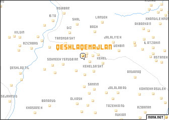 map of Qeshlāq-e Mājlān