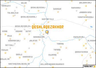 map of Qeshlāq-e Zākhor