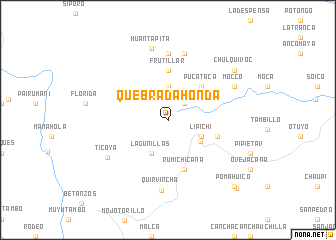 map of Quebrada Honda