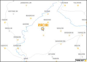 map of Račiai