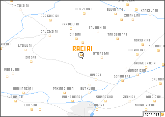 map of Račiai