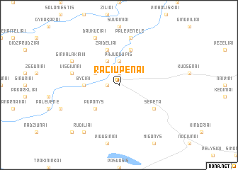 map of Račiupėnai