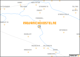 map of Radvaniche Kosʼtelʼne