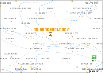 map of Raissac-sur-Lampy