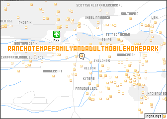 map of Rancho Tempe Family and Adult Mobile Home Park