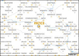 map of Ražice