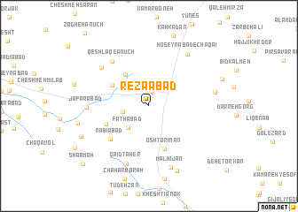 map of Rezāābād