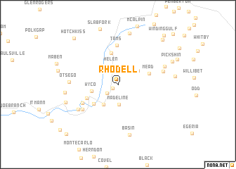 map of Rhodell