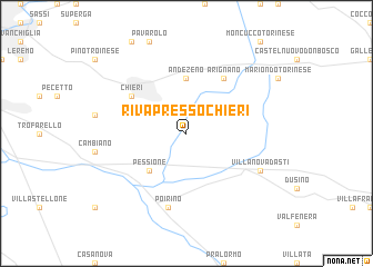 map of Riva presso Chieri