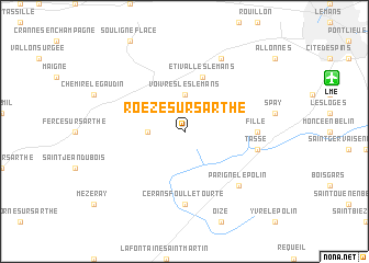 map of Roézé-sur-Sarthe