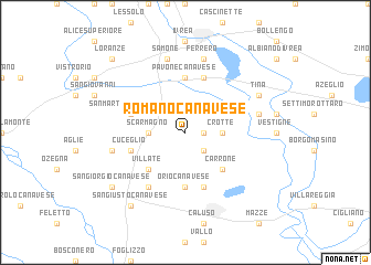 map of Romano Canavese