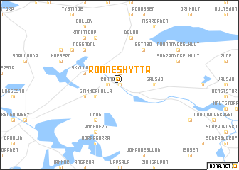 map of Rönneshytta