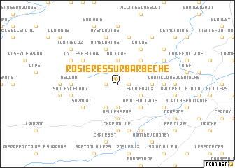 map of Rosières-sur-Barbèche