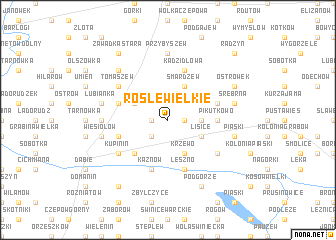 map of Rośle Wielkie