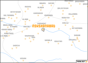 map of Rowshanābād