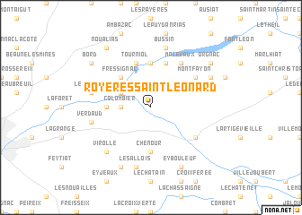 map of Royères-Saint-Léonard