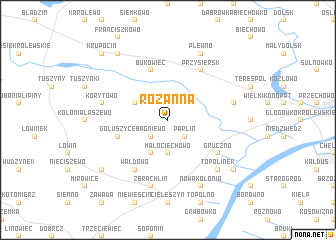 map of Różanna