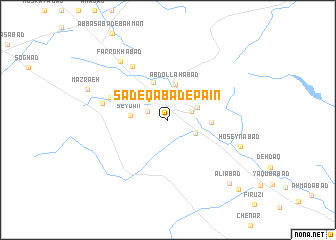 map of Şādeqābād-e Pā\