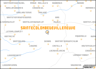 map of Sainte-Colombe-de-Villeneuve