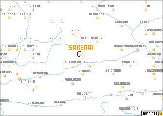 map of Šakėnai