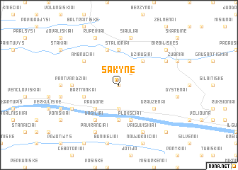 map of Šakynė