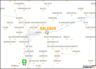 map of Šalková