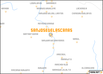 map of San José de las Cañas