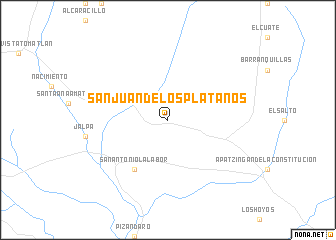 map of San Juan de los Plátanos