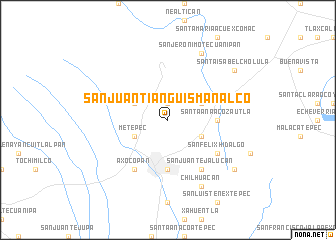 map of San Juan Tianguismanalco