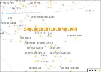 map of San Lorenzo Tlalmimiolpan