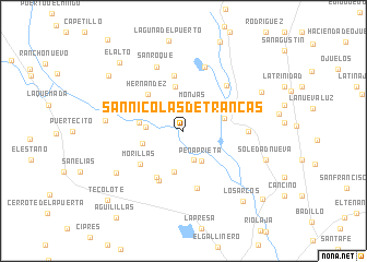 map of San Nicolás de Trancas