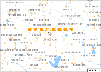 map of San Pablo Tlachichilpa