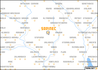 map of Šapínec