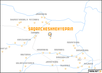 map of Saqar Cheshmeh-ye Pā\