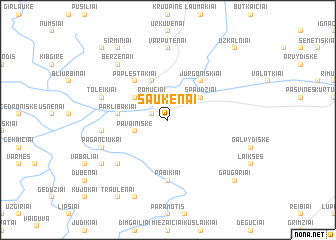 map of Šaukėnai