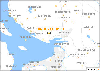 map of Shaker Church