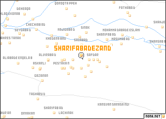 map of Sharīfābād-e Zand