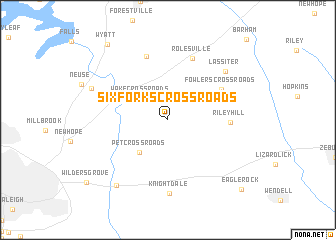 map of Six Forks Crossroads