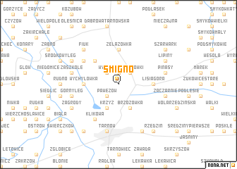 map of Śmigno