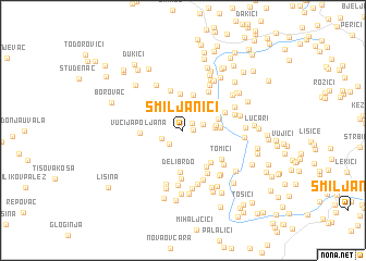 map of Šmiljaniči